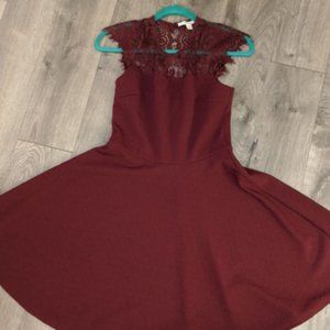 Elegant Burgundy Lace Dress